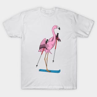 Flamingo Skier Ski T-Shirt